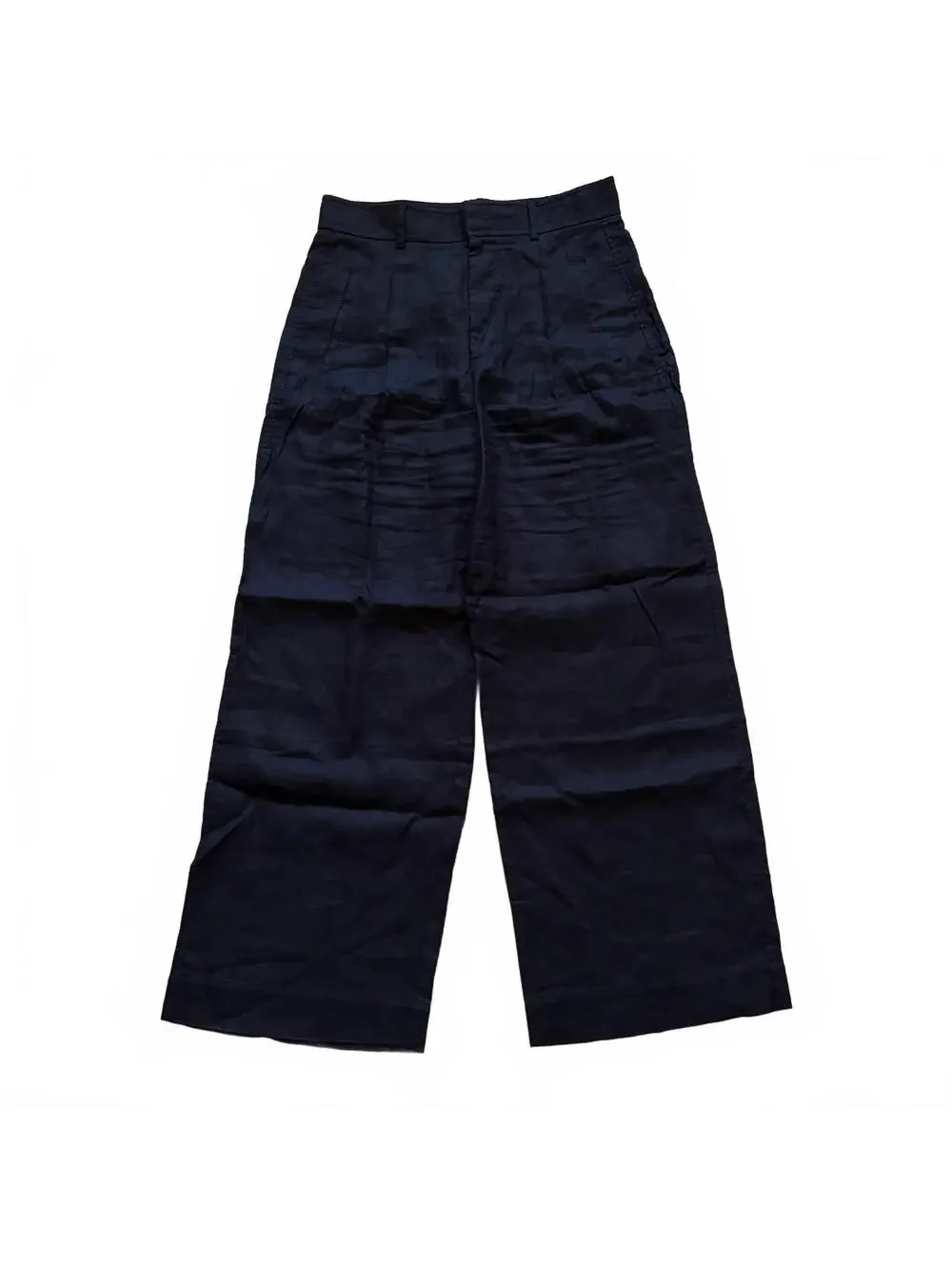 Everlane Linen Way-High Wide-Leg Drape Pants Trousers Black Women's Size 10
